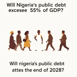 Will Nigeria's public debt exceed 55% of GDP at the end of 2028?